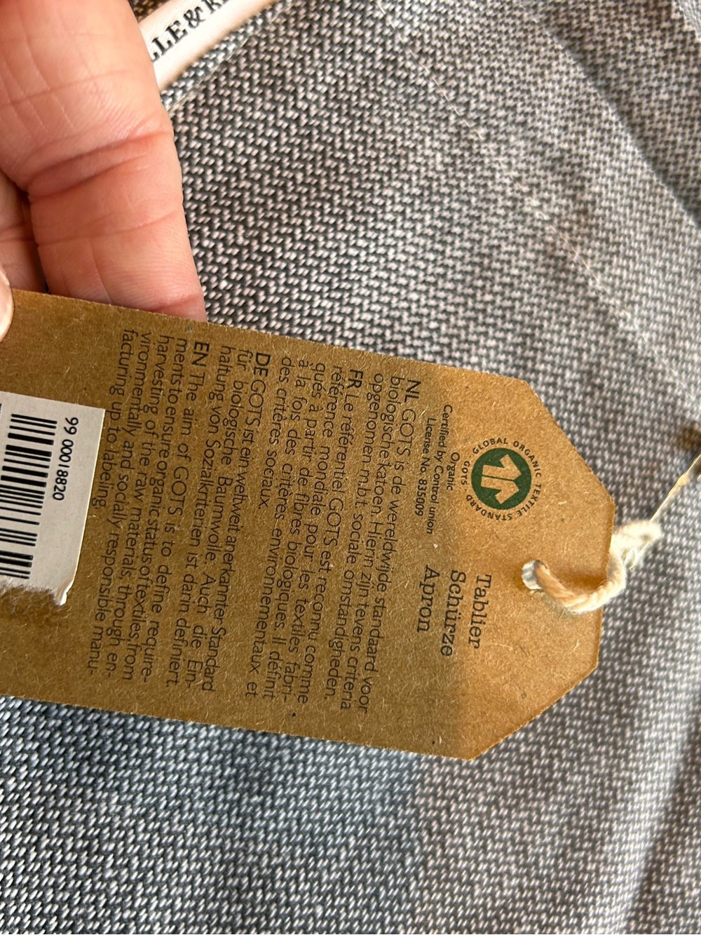 NWT Dille & Kamille Organic Cotton Lightweight Apron. Utility pockets. Ticking - Picture 7 of 9